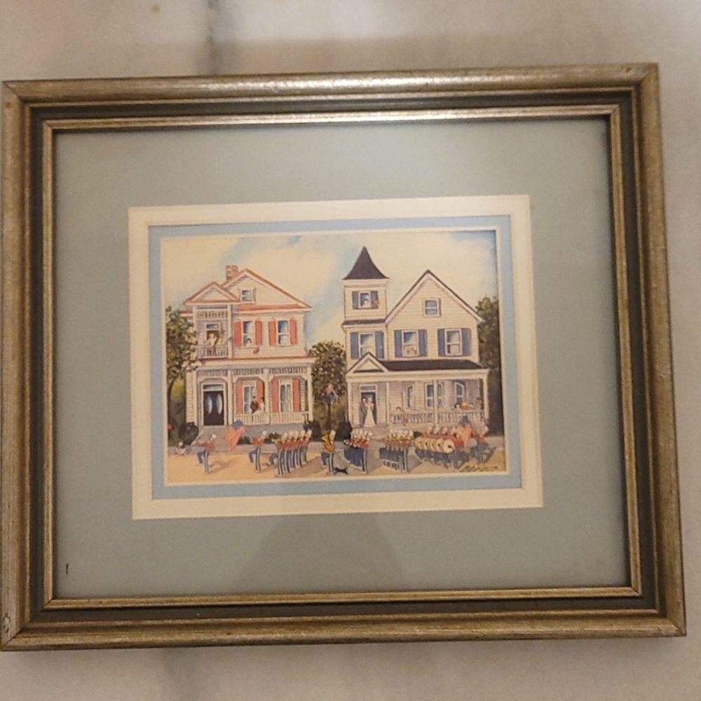 " the parade" A  flag day celebration   framed artwork by Bonnie Holden